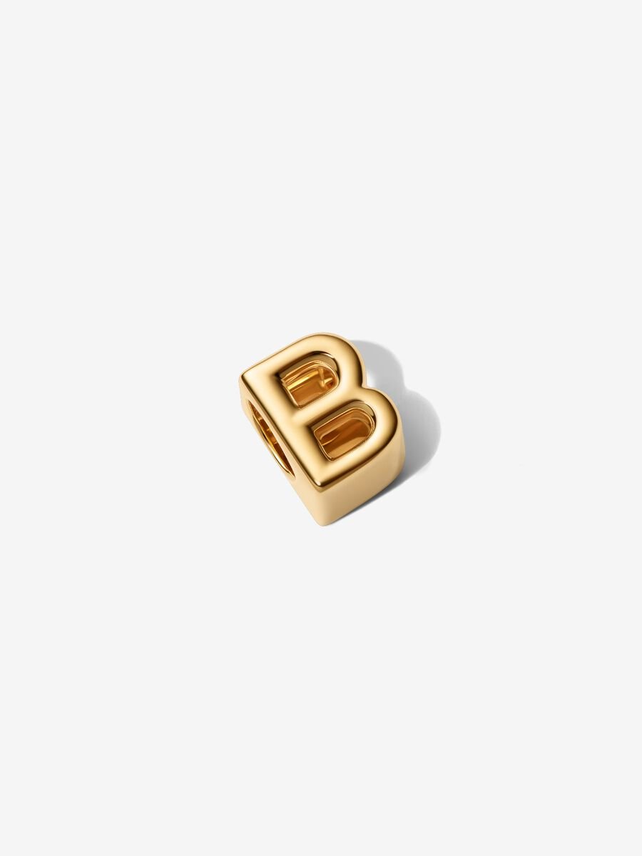 Conta Alfabeto Letra B Revestimento de ouro 14k