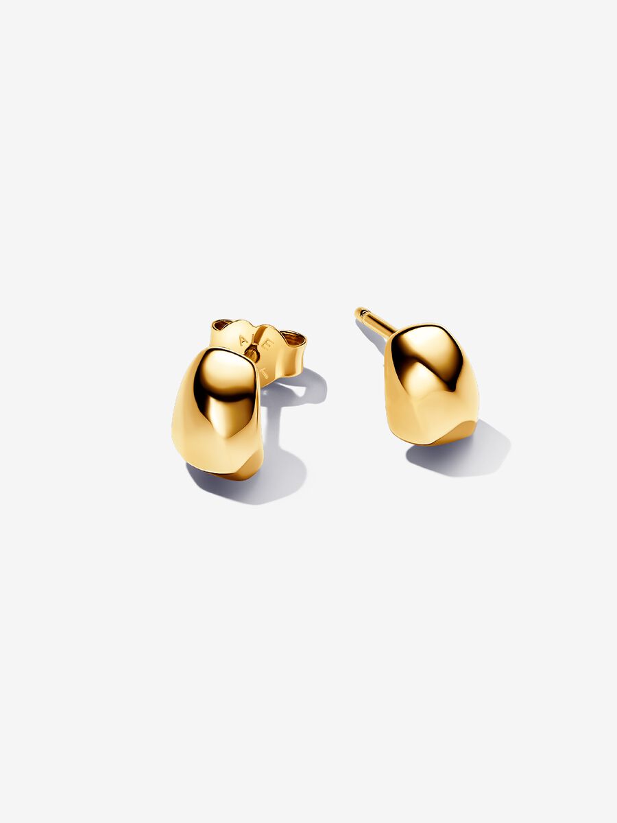 Brincos de espigão com design orgânico Revestimento de ouro 14k