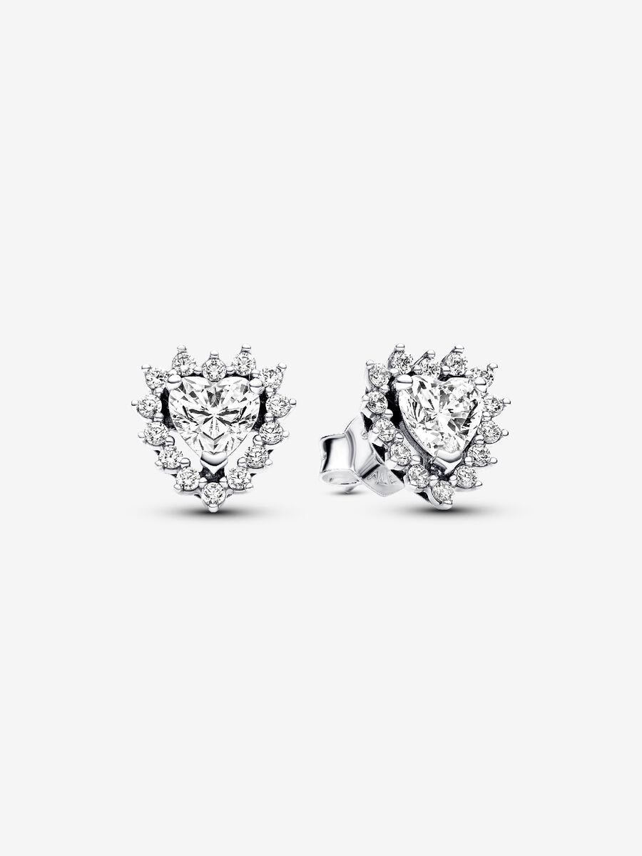 Brincos Sparkling Heart Halo Prata