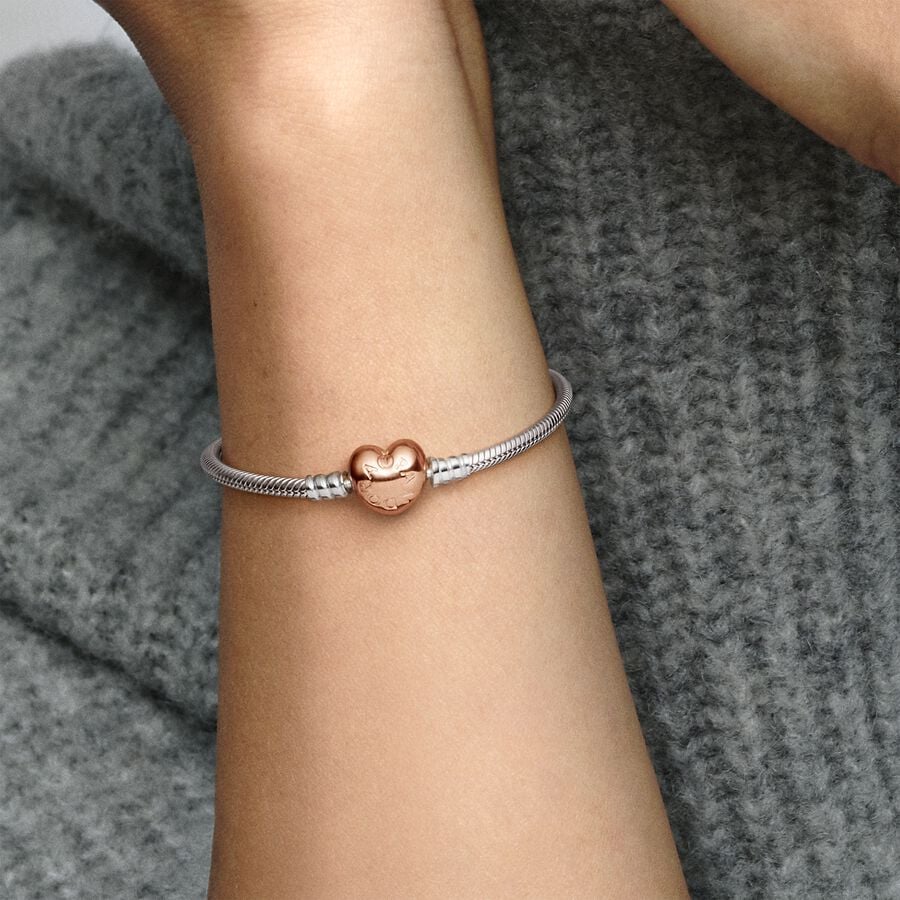 Pulseira Malha Snake e Coração Moments