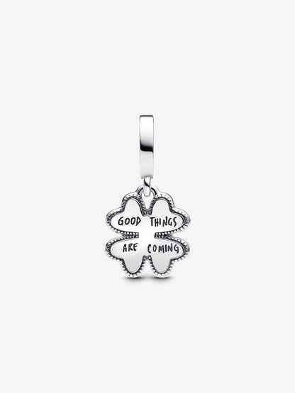Conta Pendente Pandora Club 2025 Trevo Giratório 0.009 ct TW, Prata, Revestimento de ouro 14k
