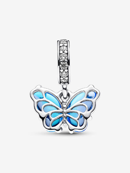 Conta Pendente Murano Borboleta Azul Prata